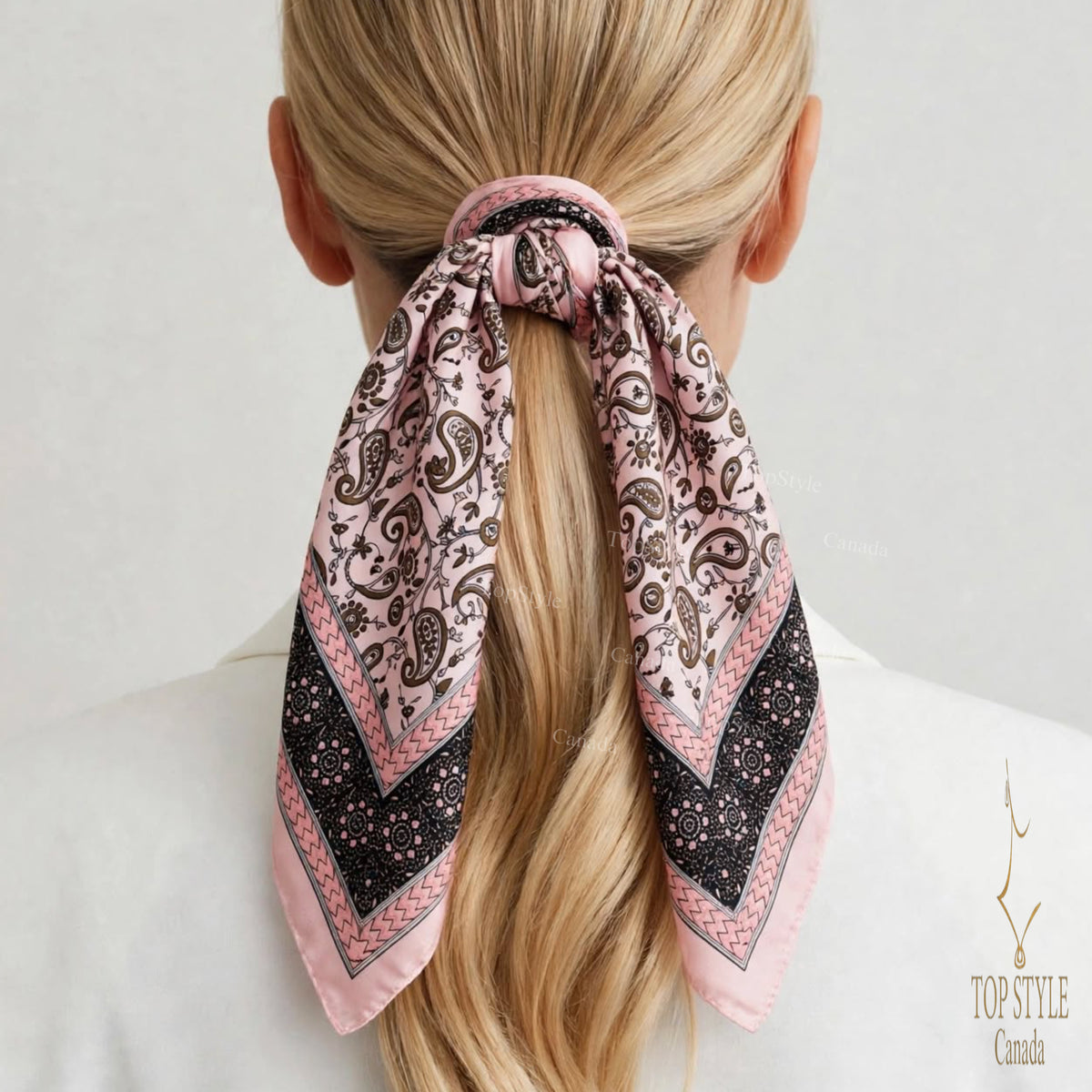 Blush Pink Paisley Coin Scarf Necklace