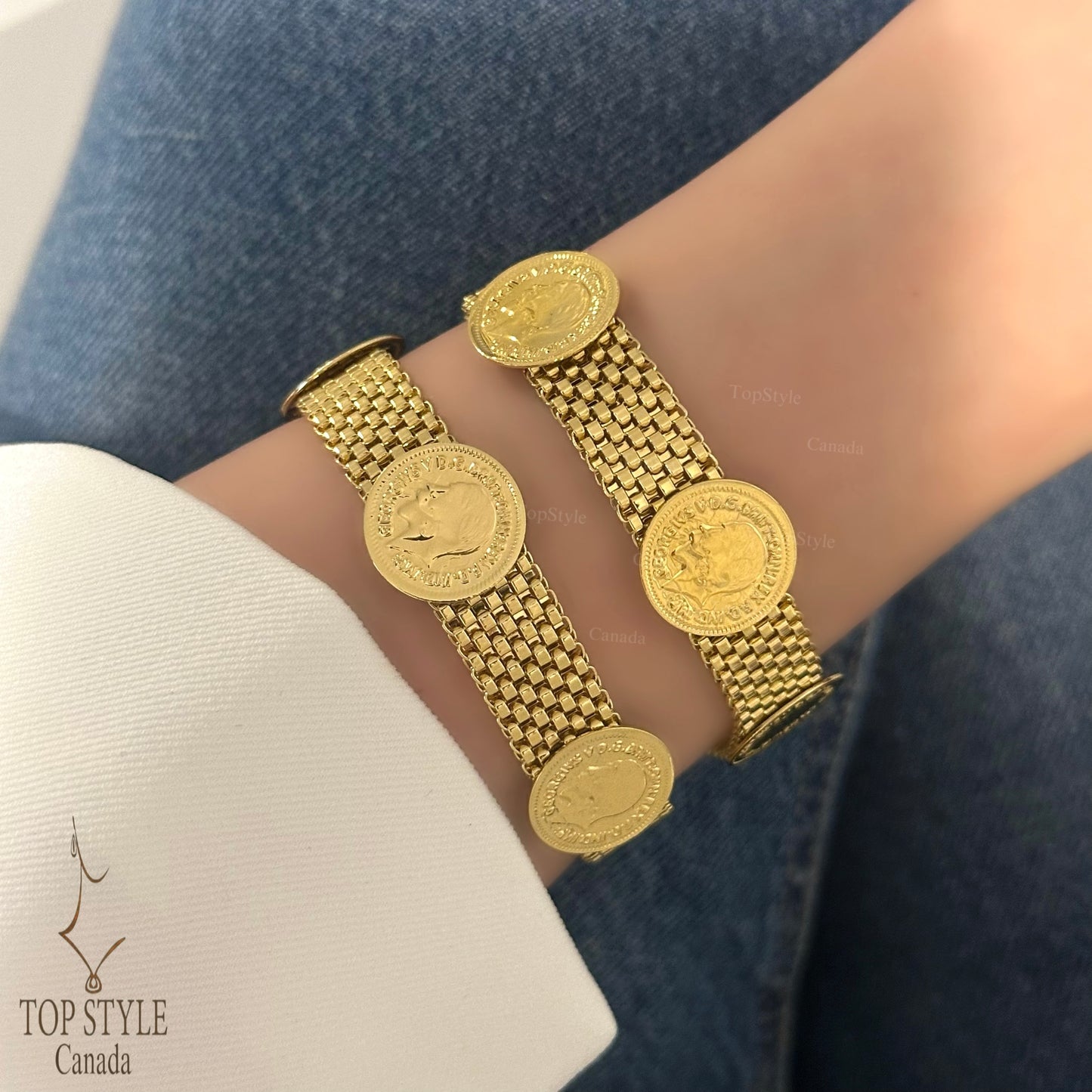 Gold-Plated Mesh Coin (Lira) Bracelet