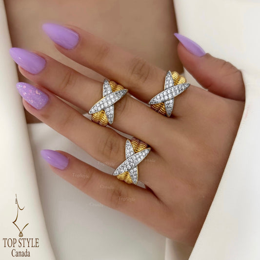 Two-Tone Gold-Plated Adjustable X Ring