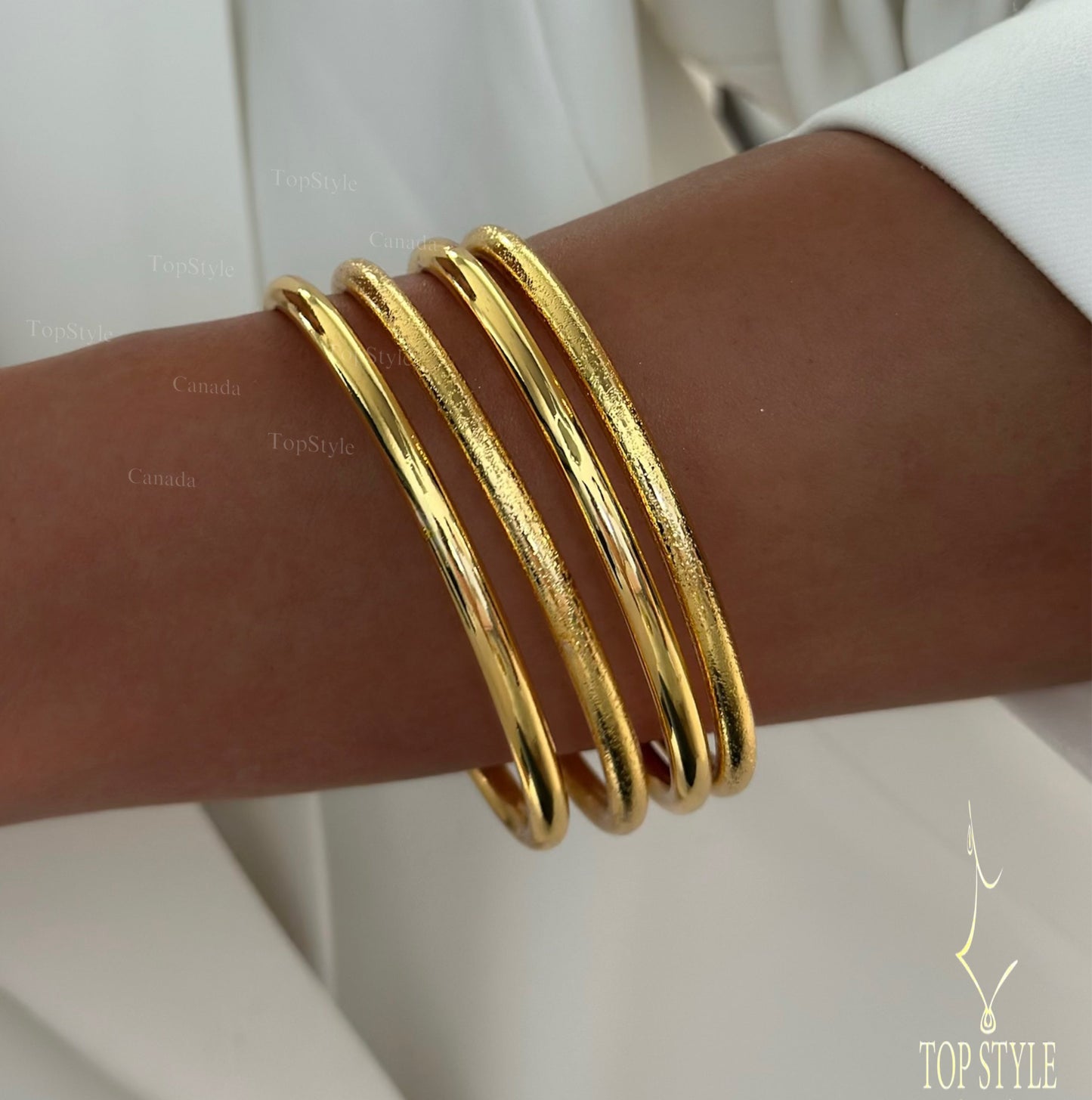 Bold Thick Bangle Stack Set of 4 – 21K Gold Plated