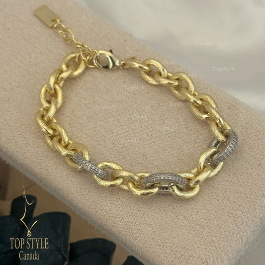Two-Tone Oval Link Bracelet