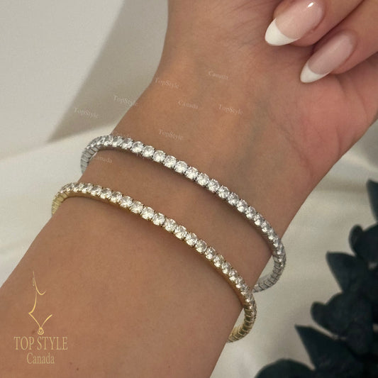 Gold-Plated Stretchy Tennis Bracelet