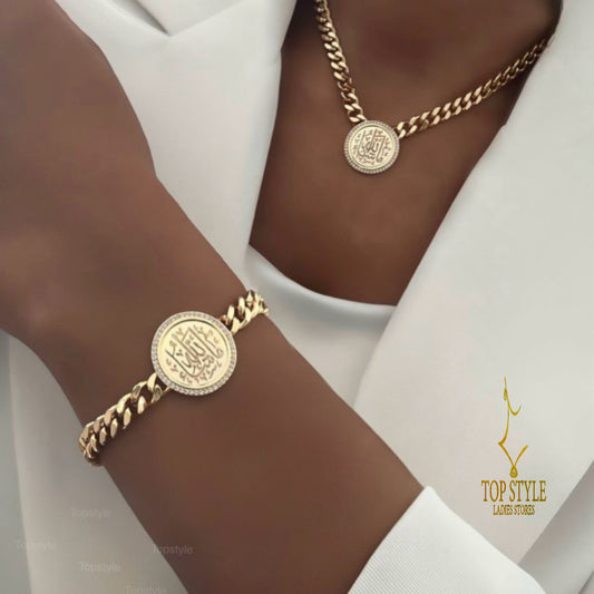 18K Gold-Plated "Mashalla" Set (Necklace+Bracelet)