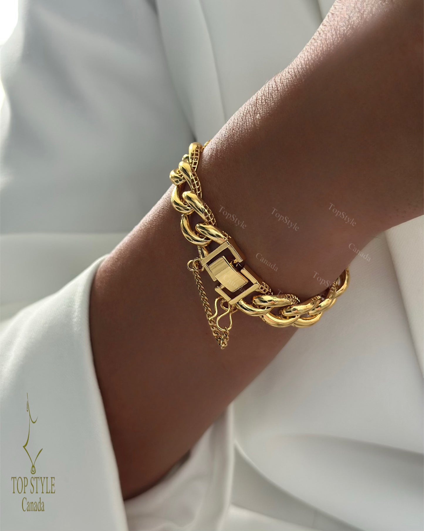 Chunky Cuban Link Bracelet | 21K Gold Plated