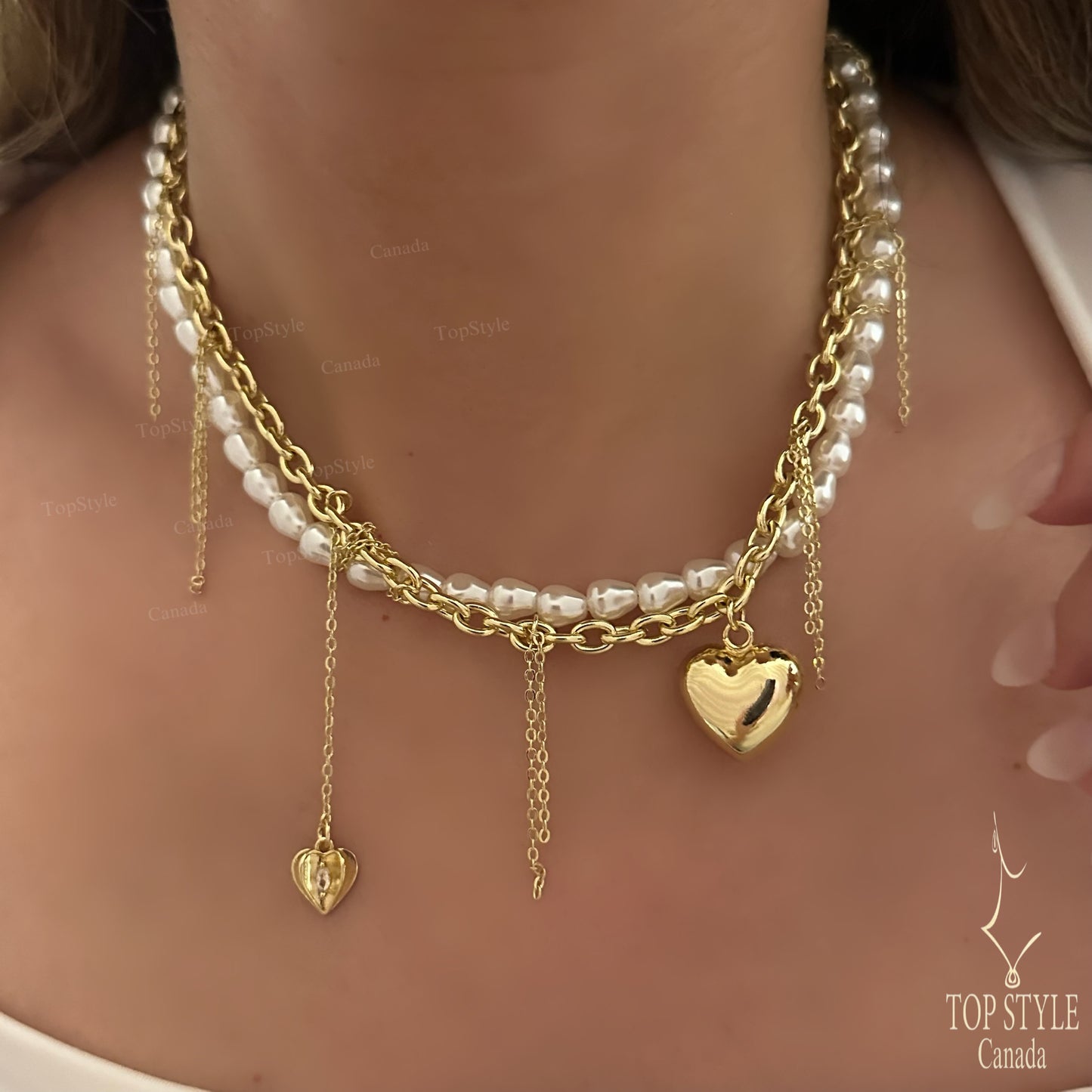 Layered Pearl & Chain Necklace