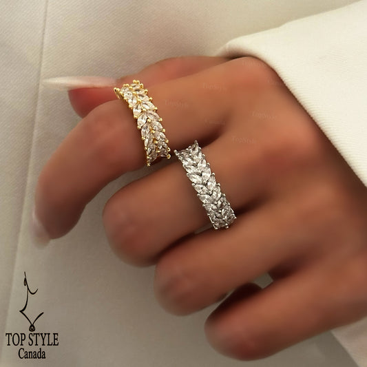 Gold-Plated Zircon Band Ring