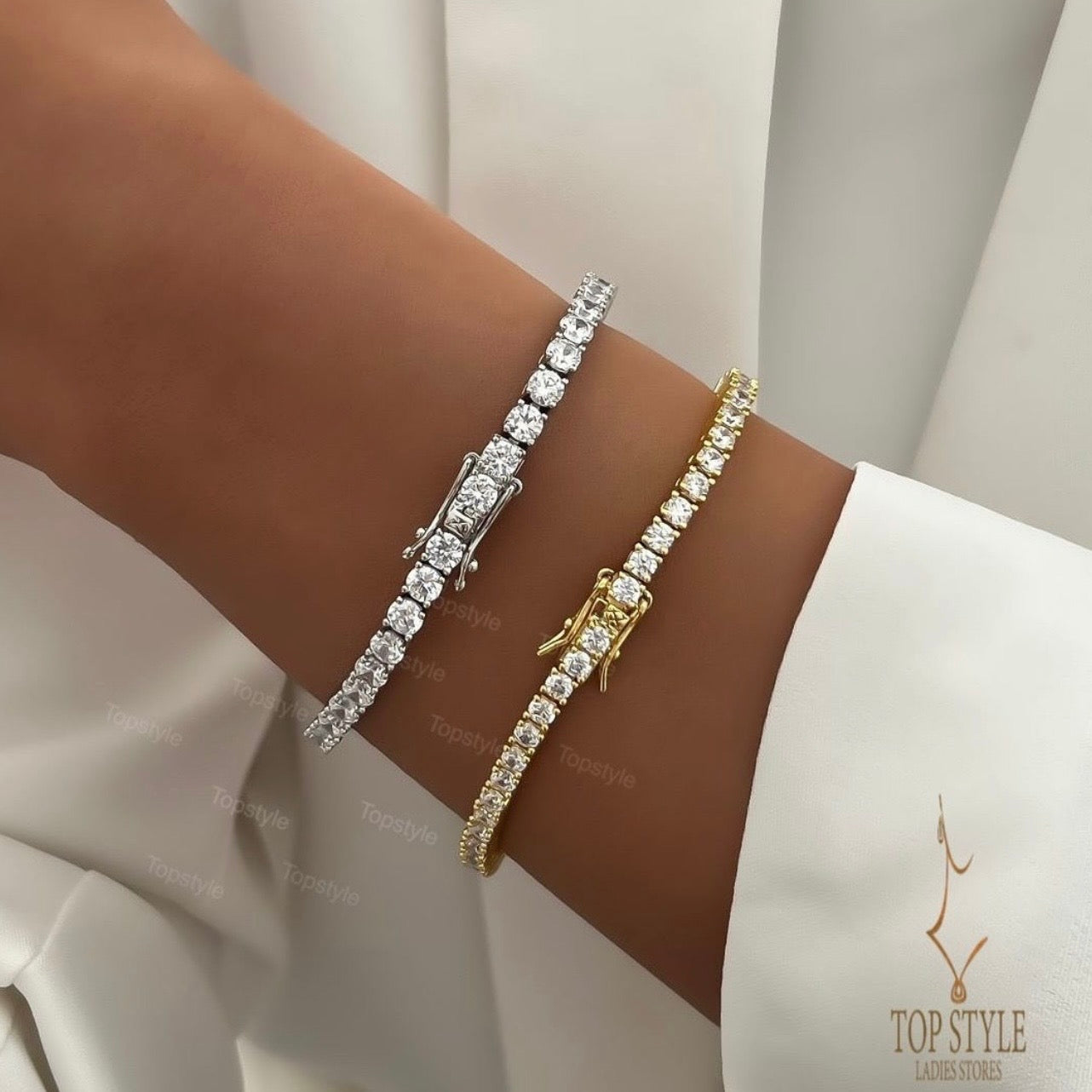Bracelet de tennis Timeless Spark – Plaqué or 3 mm