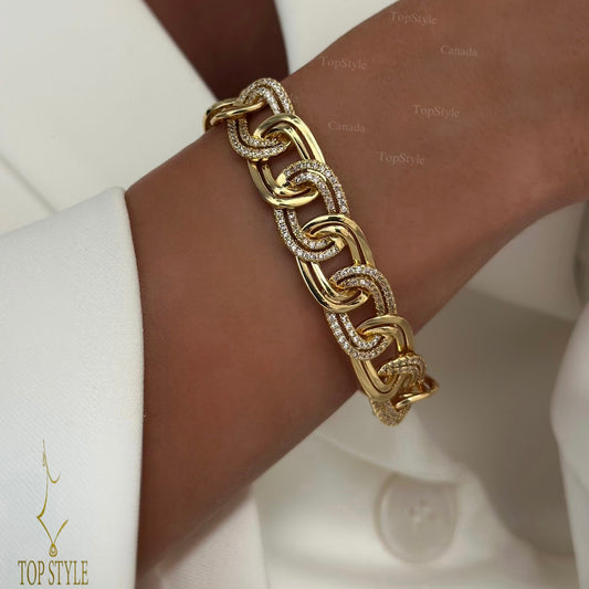 18K Gold Plated Pavé Statement Bracelet