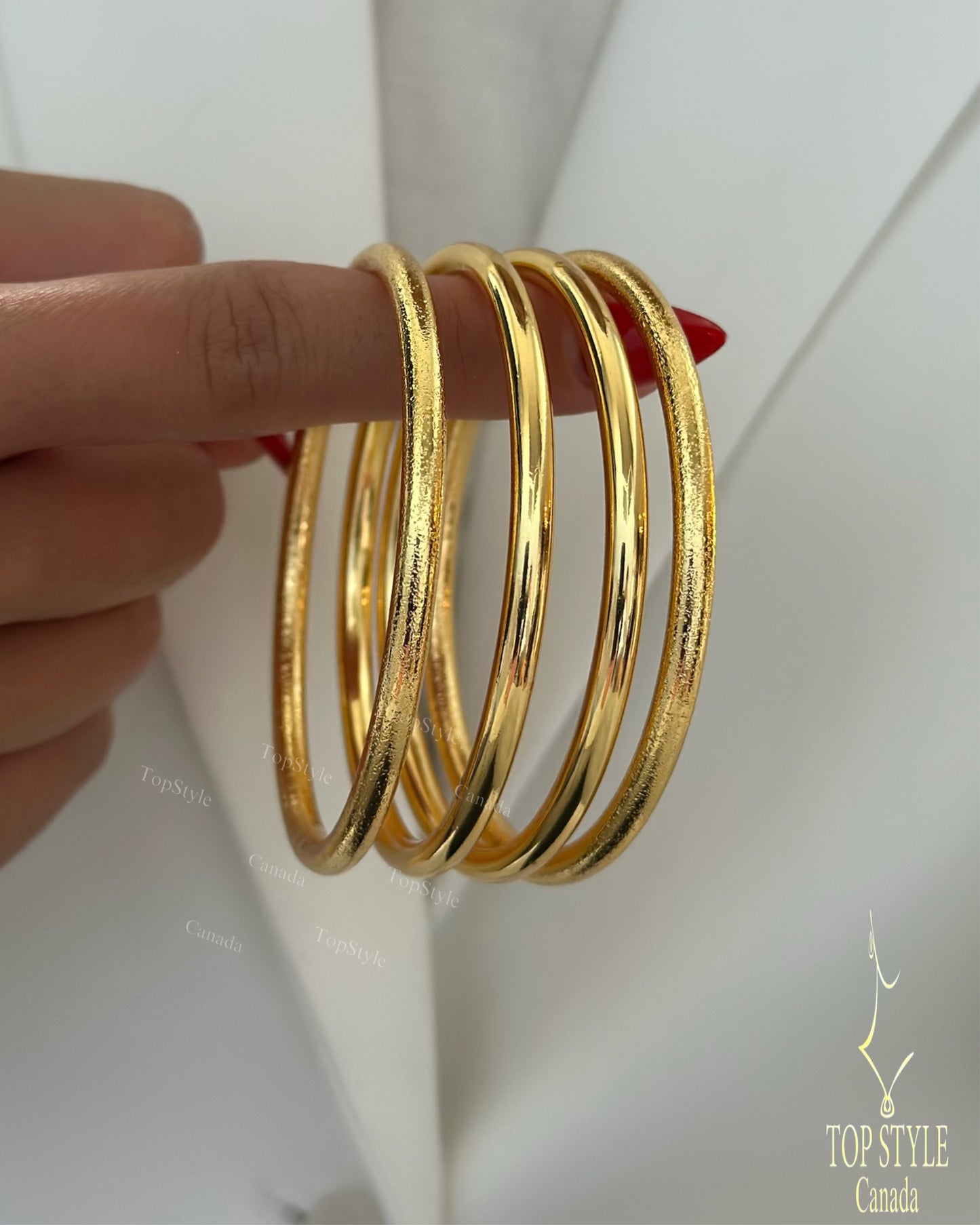 Bold Thick Bangle Stack Set of 4 – 21K Gold Plated