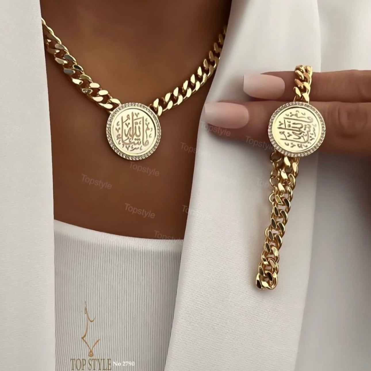 18K Gold-Plated "Mashalla" Set (Necklace+Bracelet)