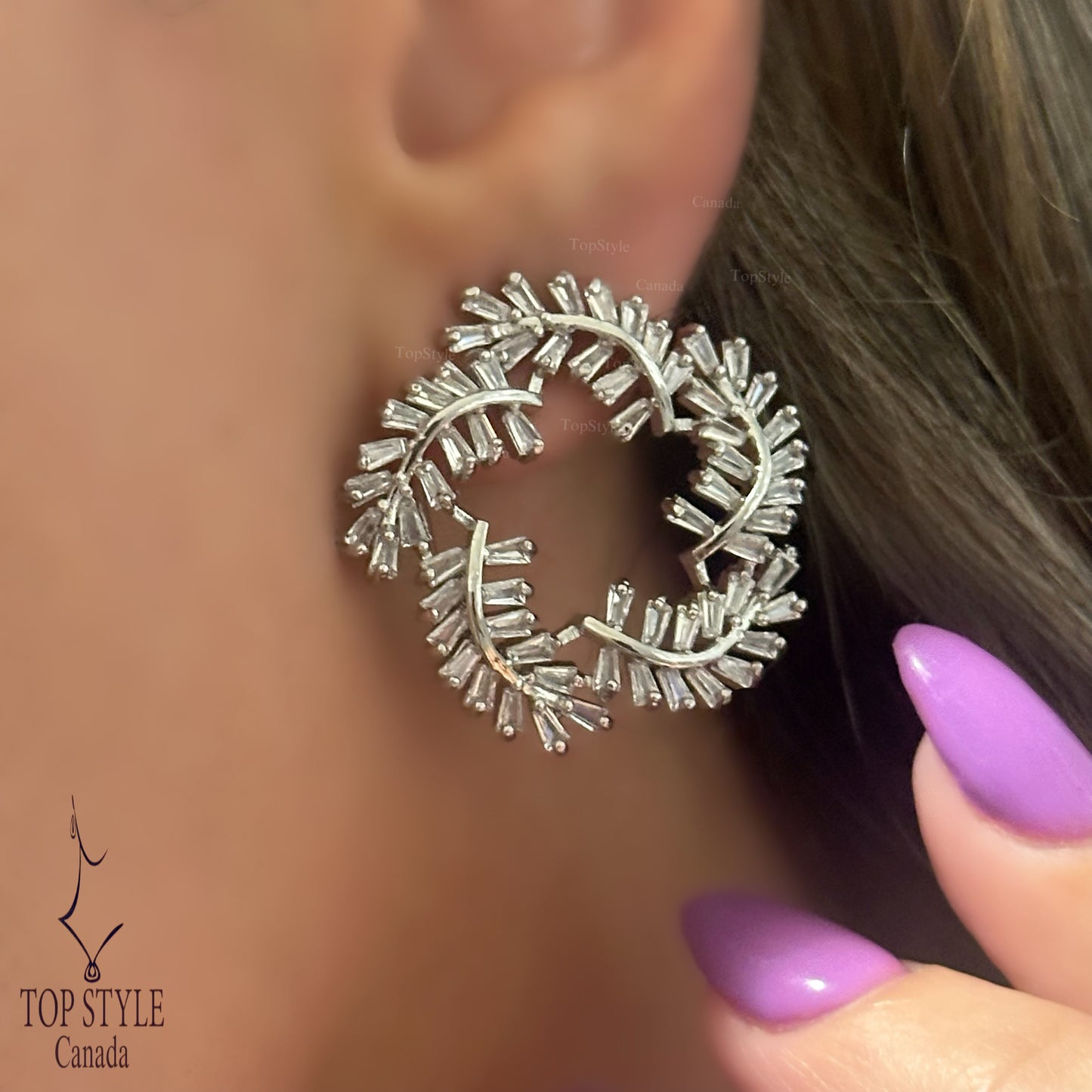 Spark Leaf Circle Earrings