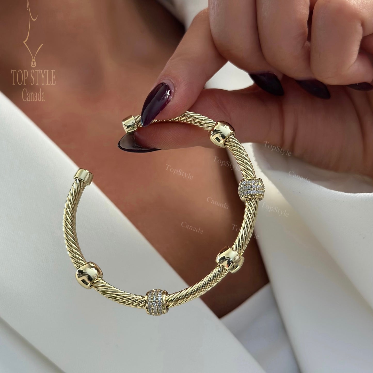 18K Gold Plated Twisted Wire Cuff Bracelet