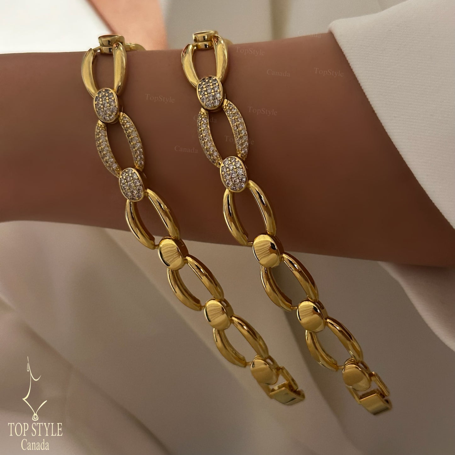 18K Gold-Plated Zircon Chain Bracelet