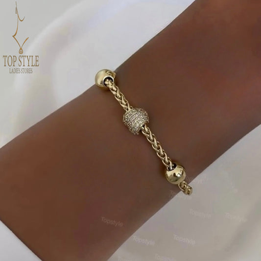 Gold Plated Pavé Ball Bracelet