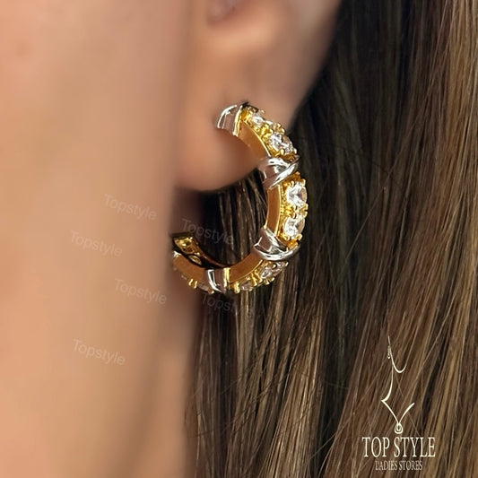 Two-Tone C-Shaped Earrings