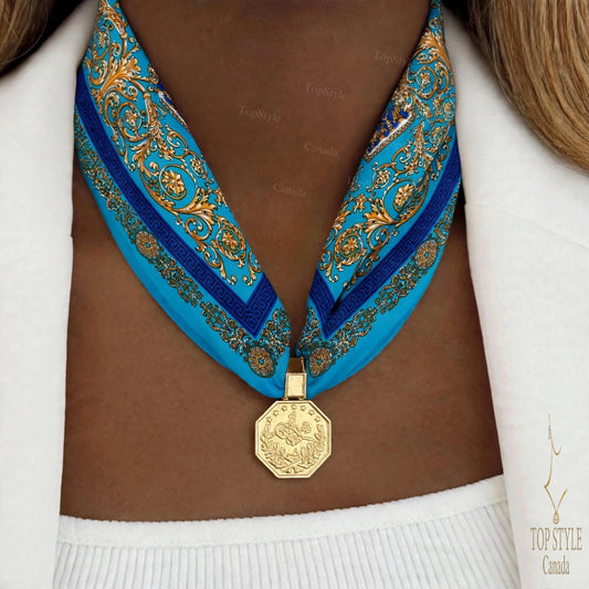 Turquoise Baroque Coin Scarf Necklace