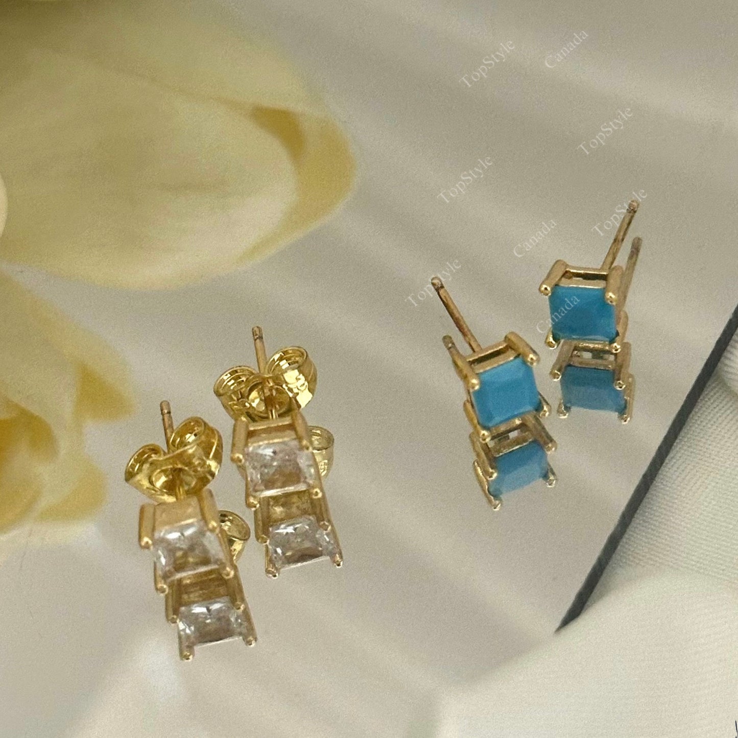 Gold-Plated Geometric Stud Earrings