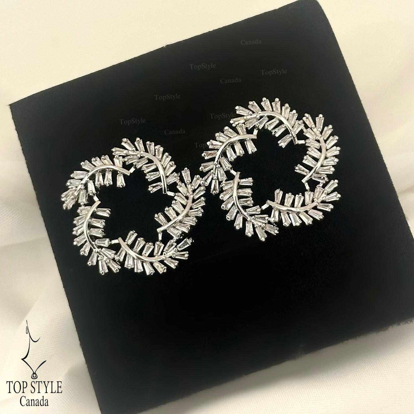 Spark Leaf Circle Earrings