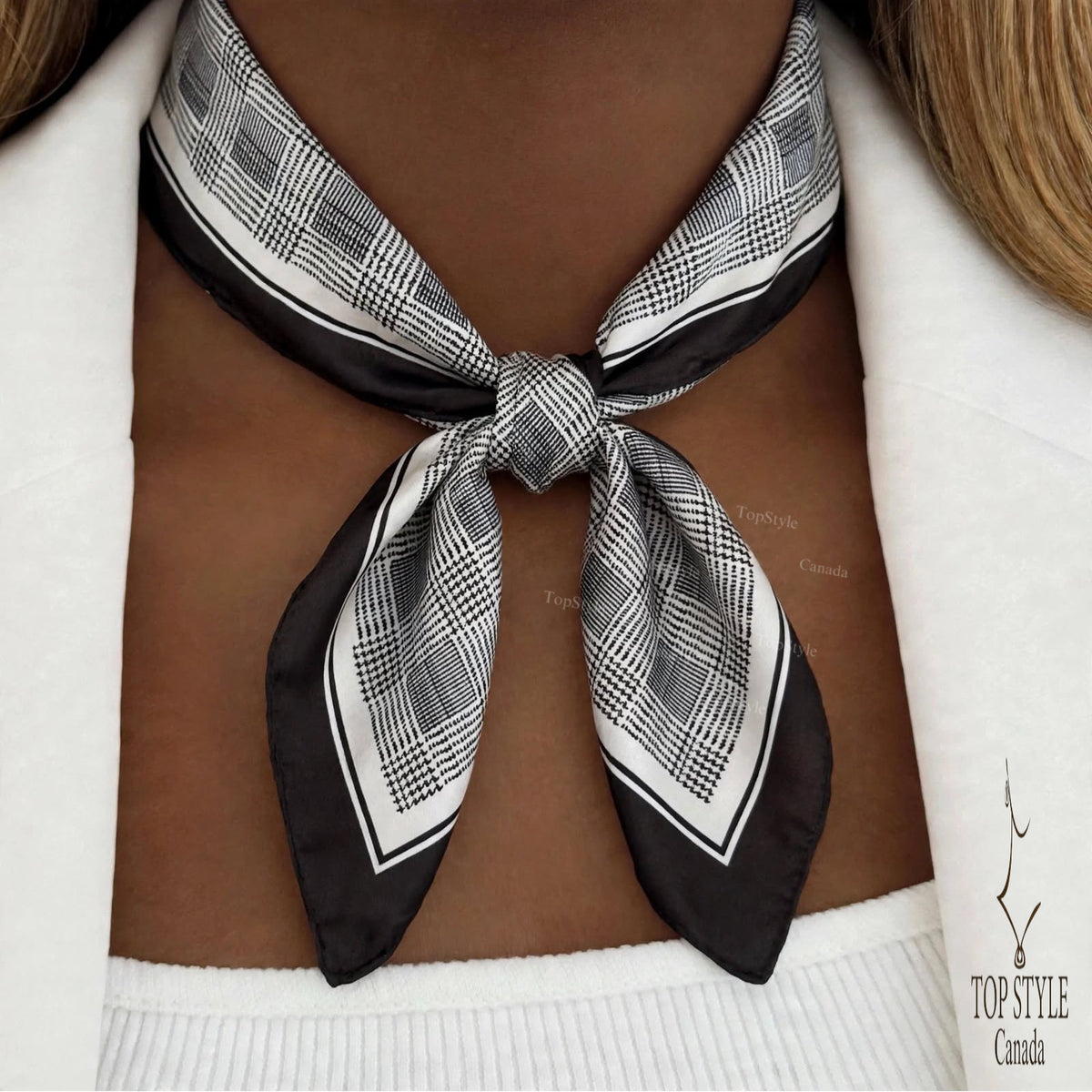 Paris Check Coin Scarf Necklace