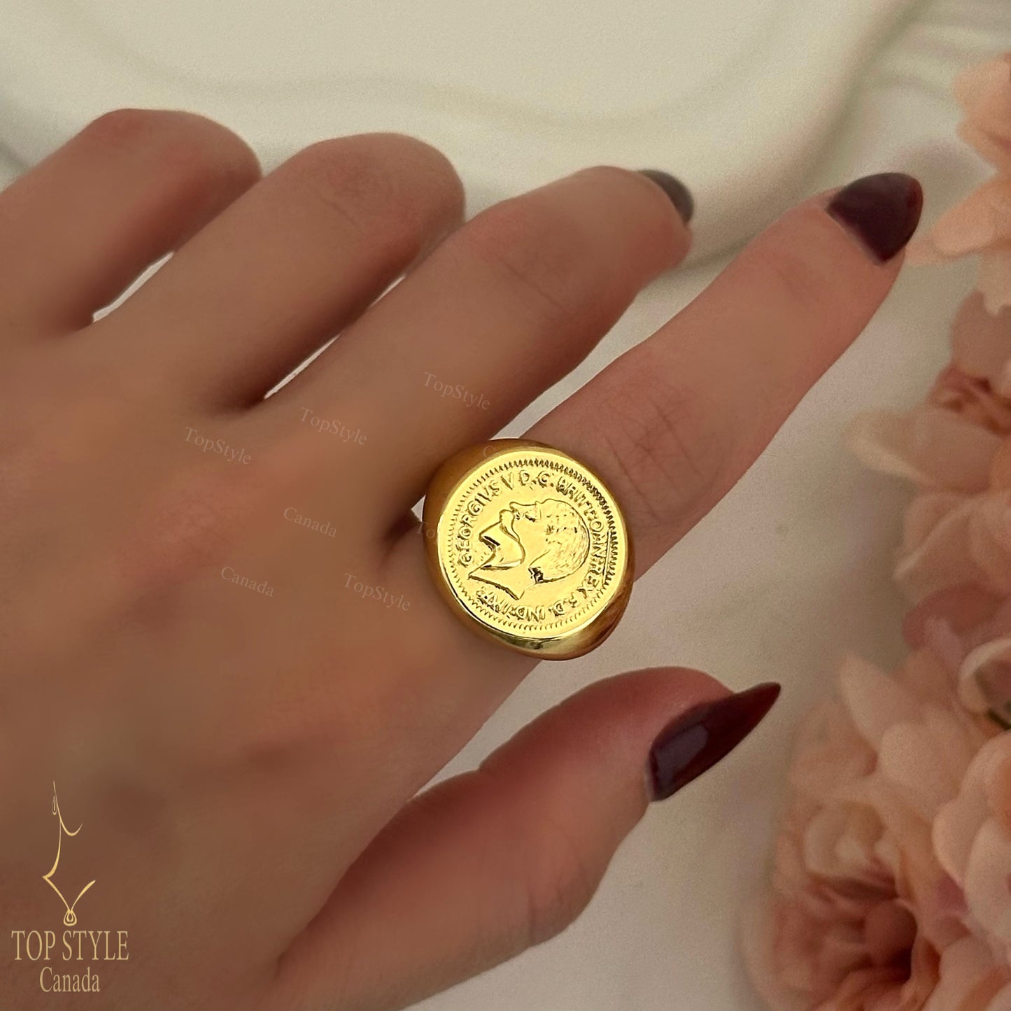 British Coin (Lira) Adjustable Ring