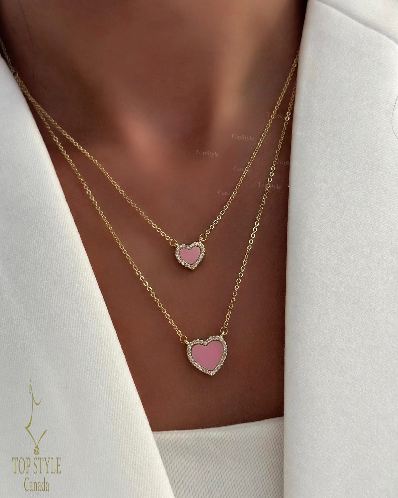 Twin Heart Layered Necklace | 18K Gold Plated