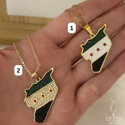 18K Gold-Plated Syria Map Necklace