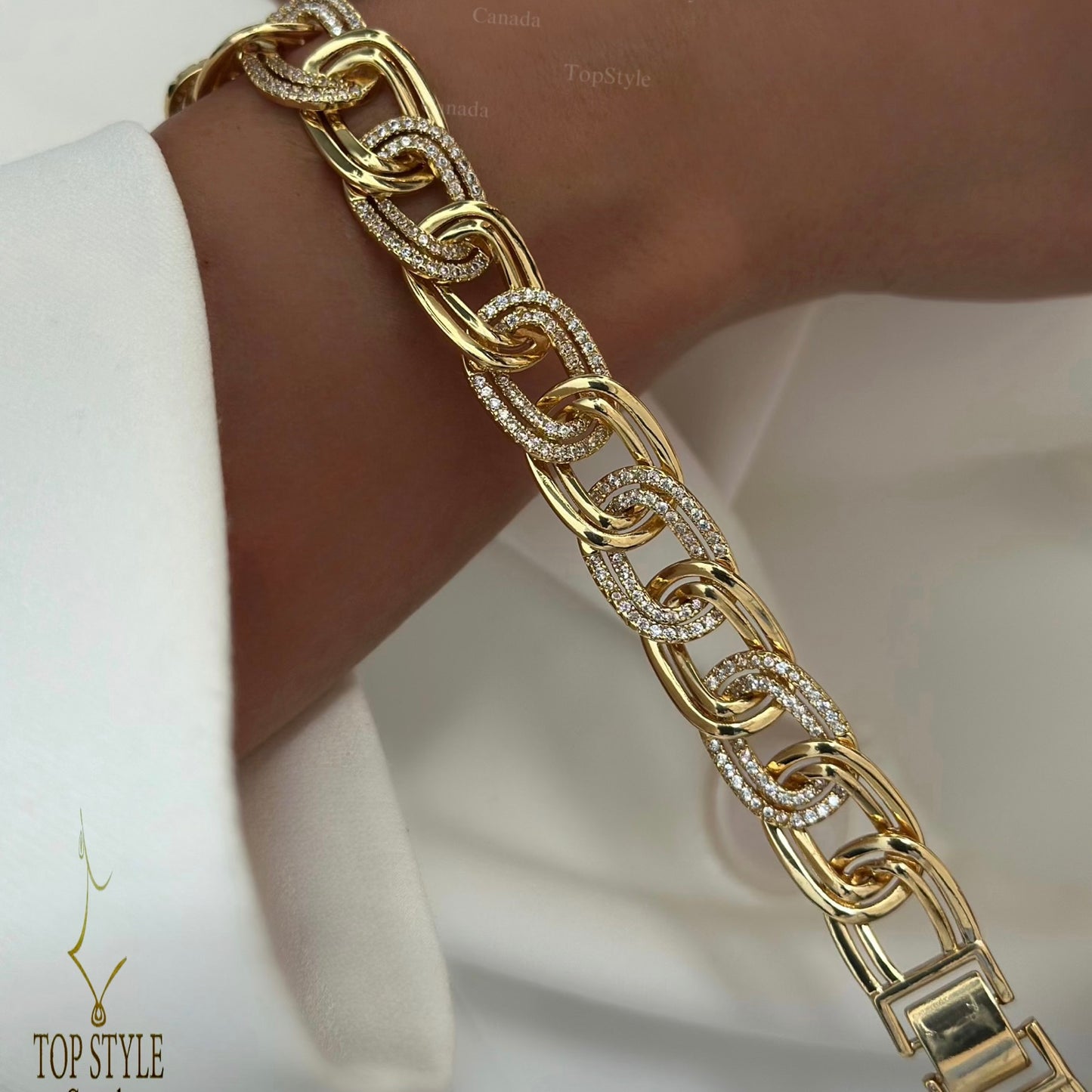 18K Gold Plated Pavé Statement Bracelet