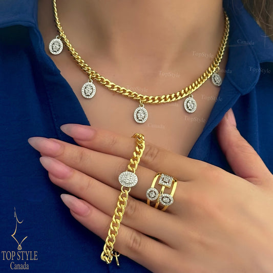 Gold-Plated Cuban Sparkle Drops Set