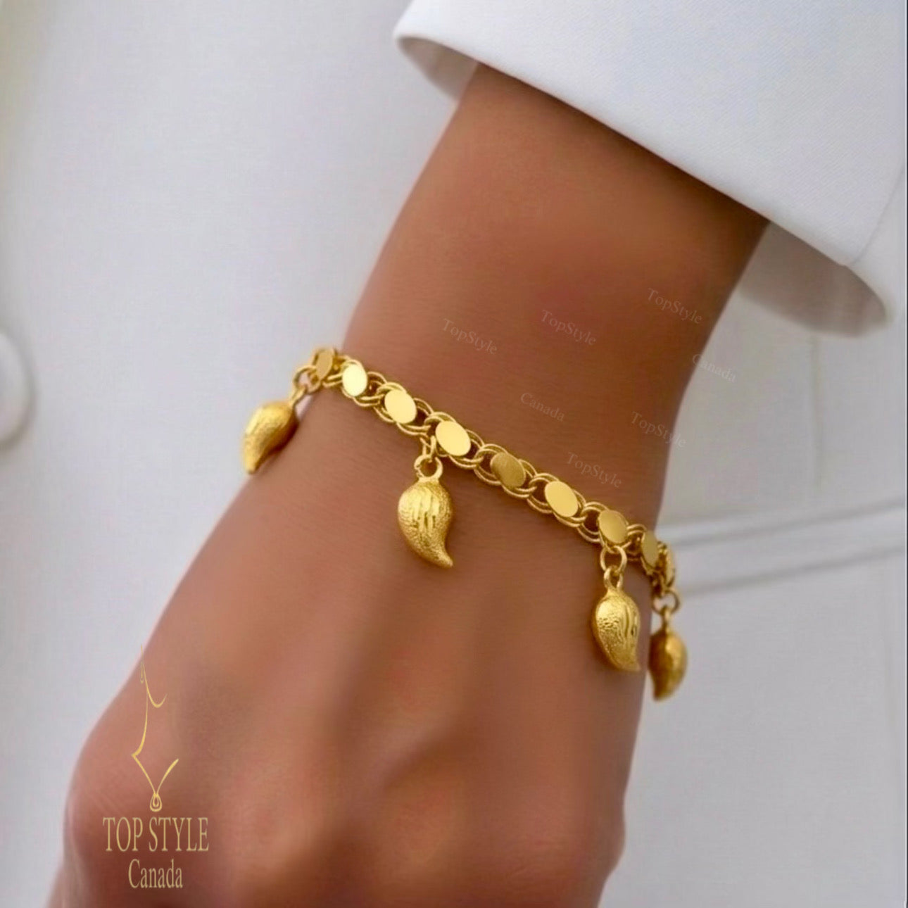 21K Gold-Plated Drop Charm Bracelet