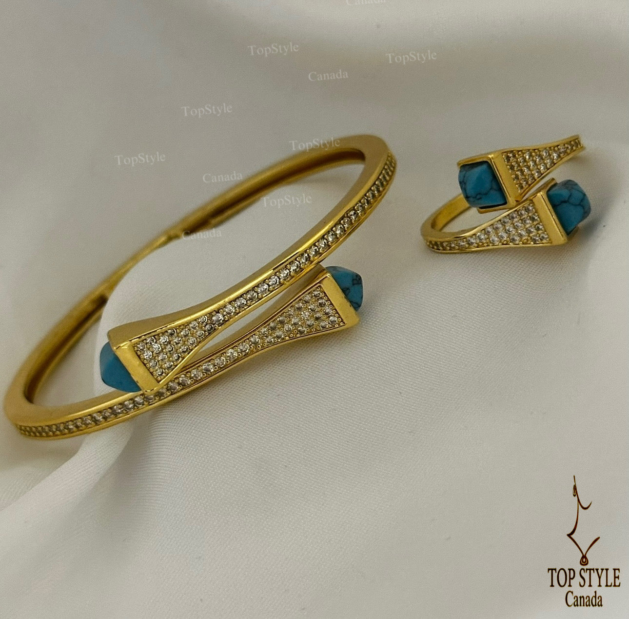 Gold-Plated Twist Half Set (Bracelet+Ring)