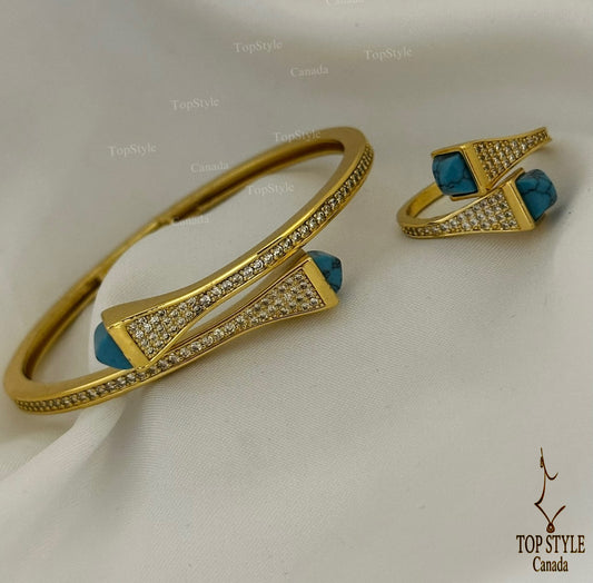 Gold-Plated Twist Half Set (Bracelet+Ring)