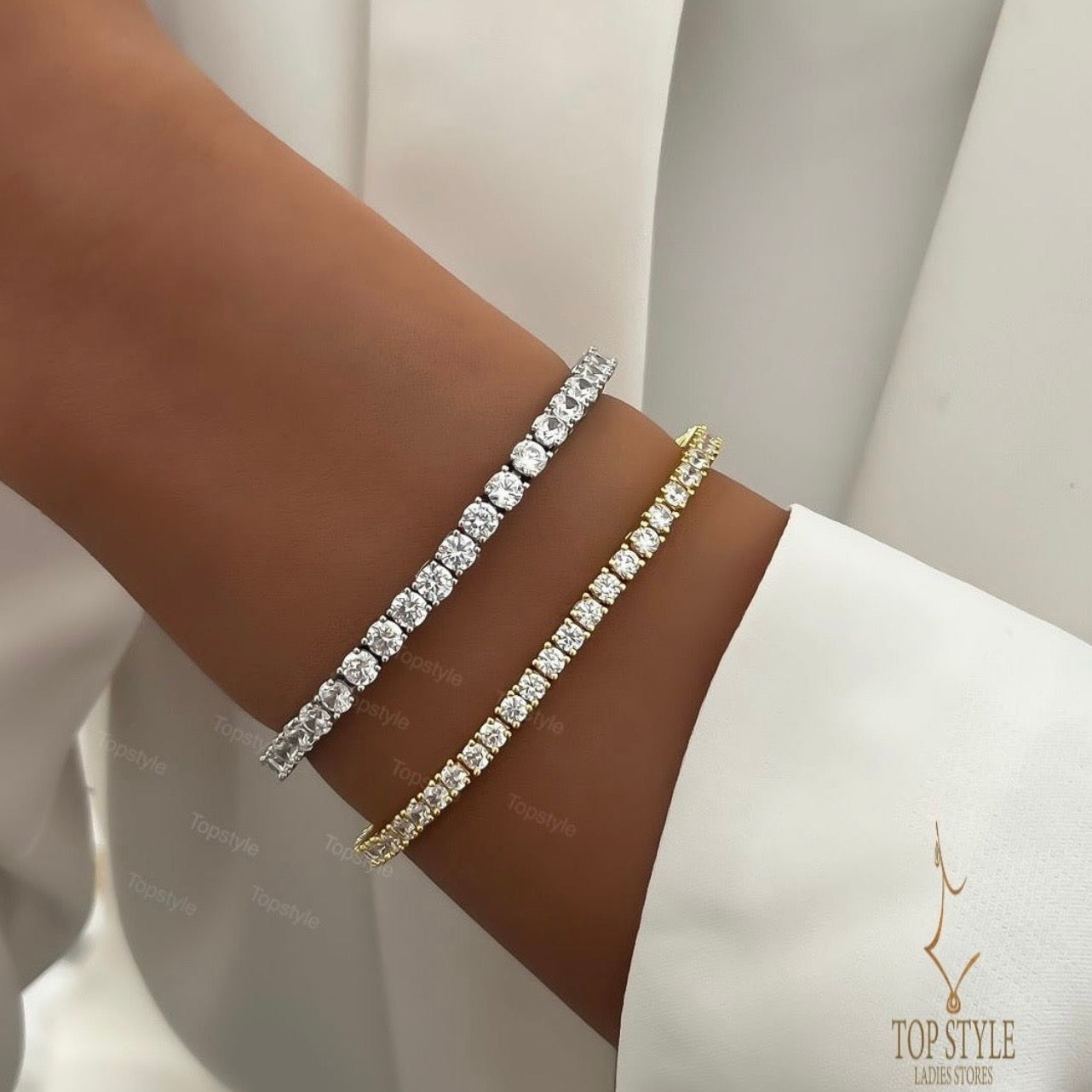 Bracelet de tennis Timeless Spark – Plaqué or 3 mm