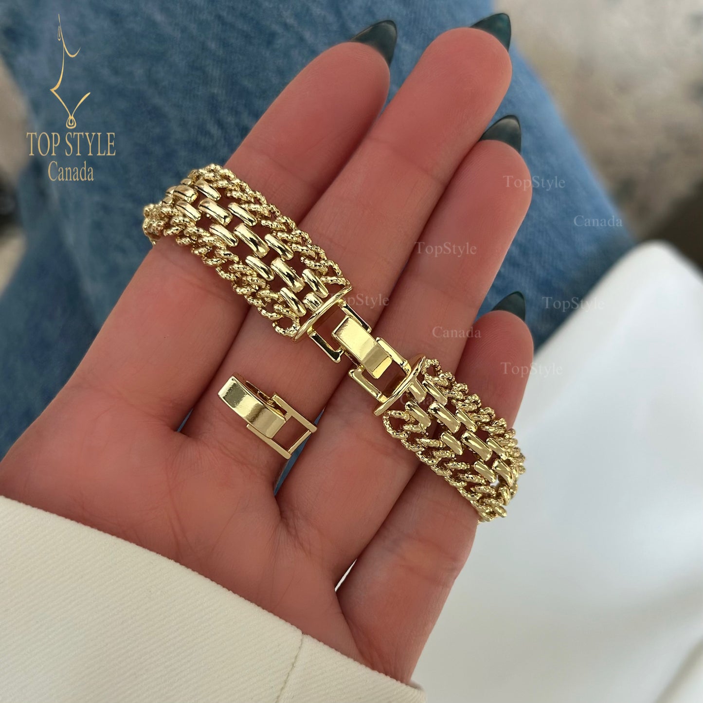 Bracelet de déclaration plaqué or 18 carats