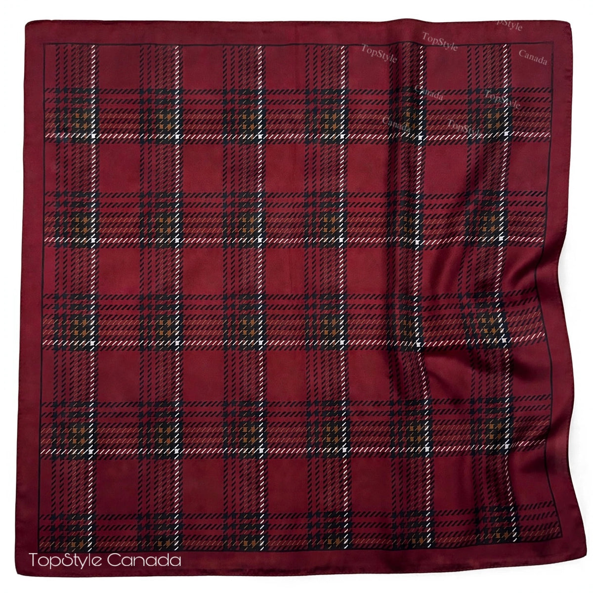 Burgundy Tartan Check Coin Scarf Necklace