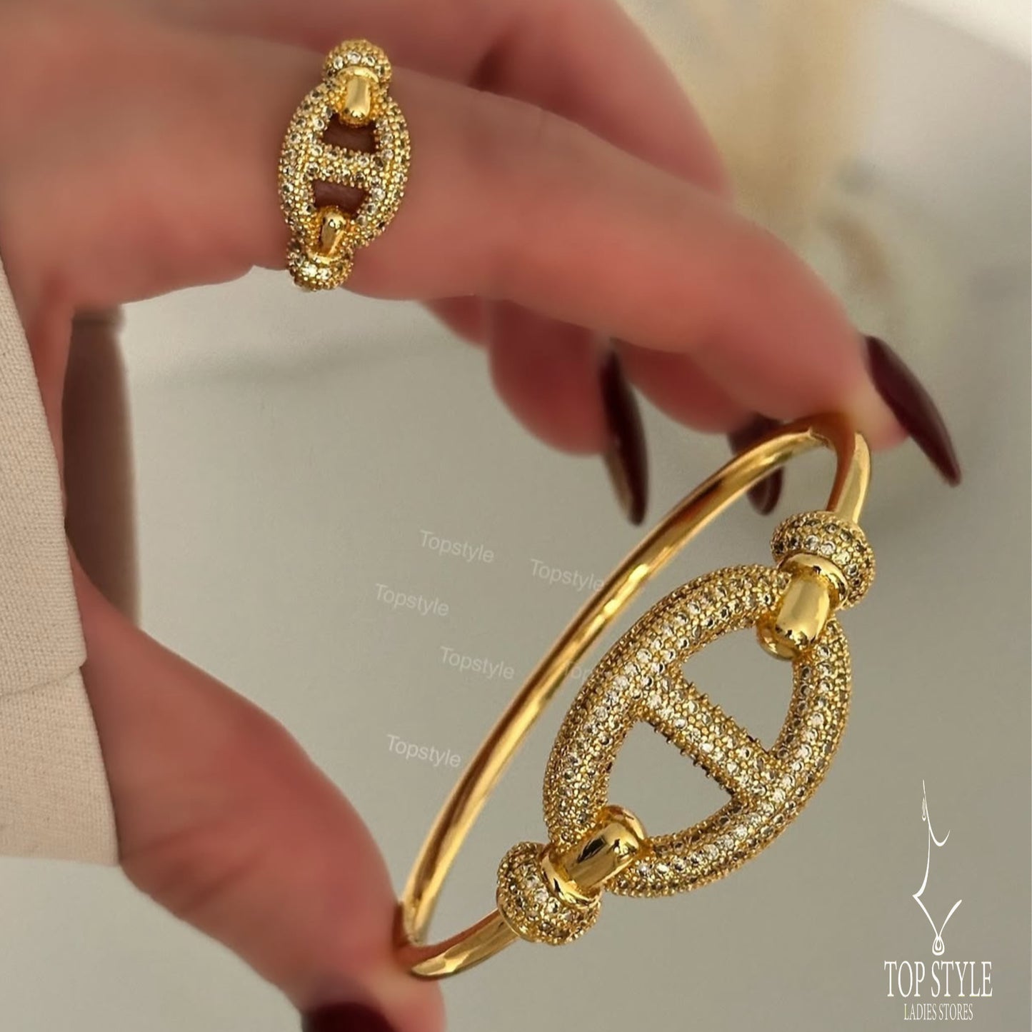 18K Gold-Plated Half Set (Bangle + Ring)