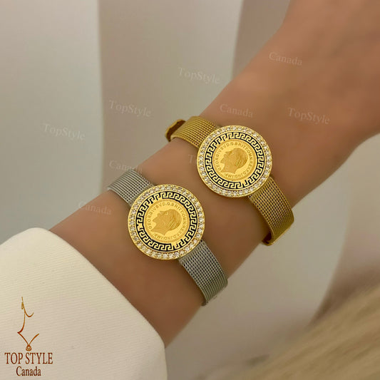 Vintage British Coin (Lira) Belt Bracelet