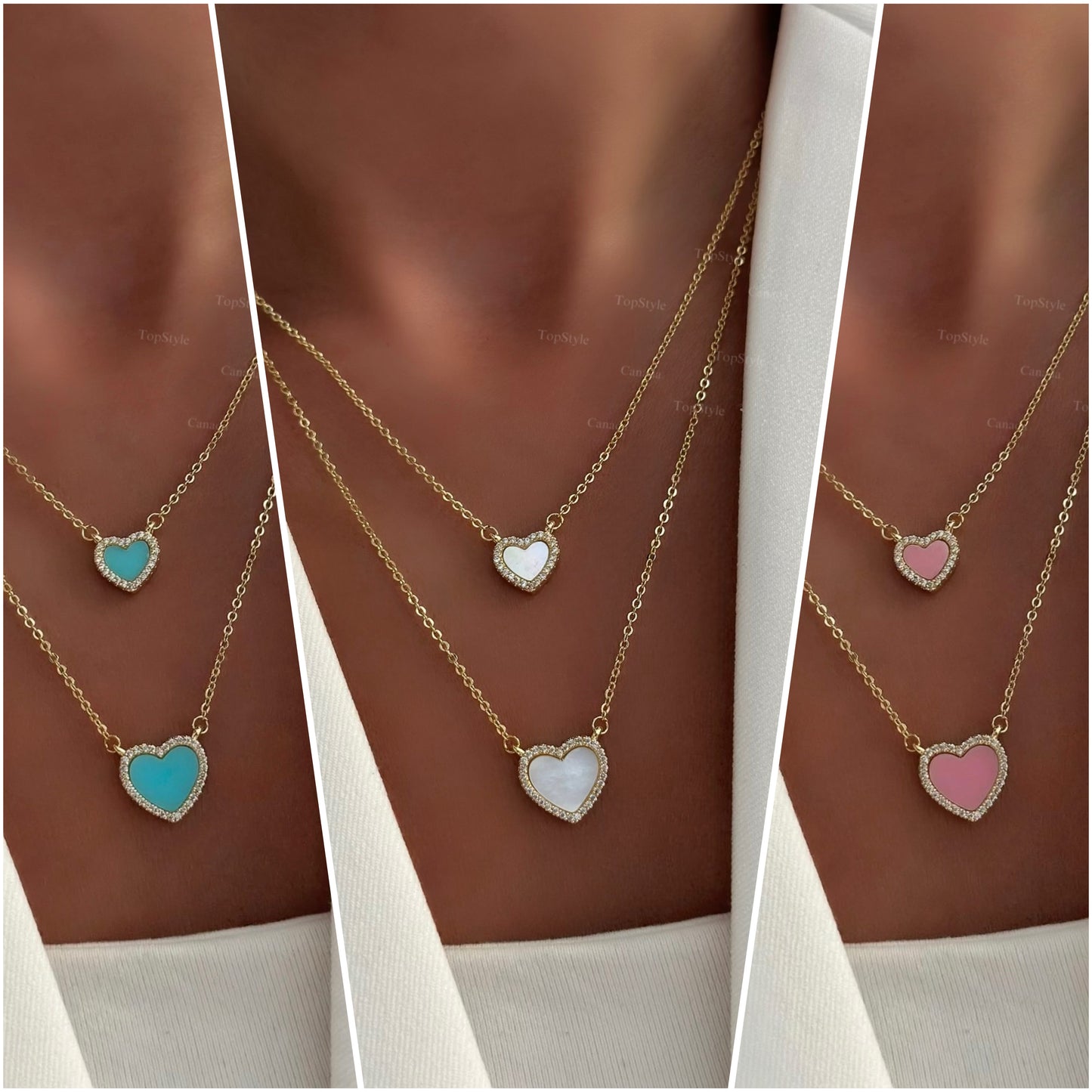 Twin Heart Layered Necklace | 18K Gold Plated