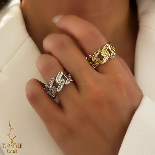 Adjustable Gold-Plated Chain Link Ring