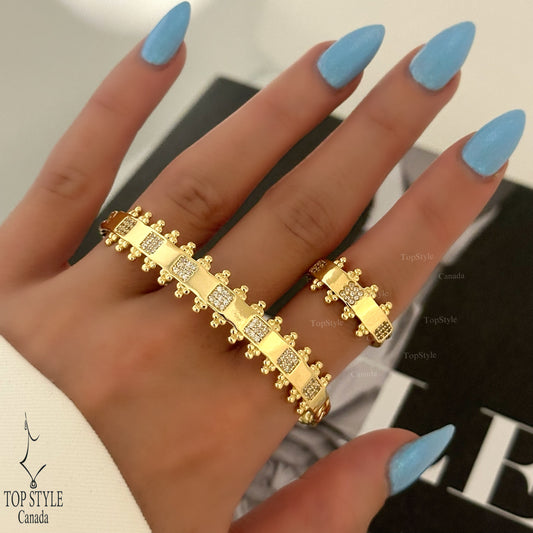 18K Gold Plated Princess Half Set (Cuff Bracelet & Ring)