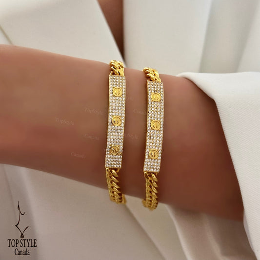 Elegant Gold-Plated Bar Chain Bracelet