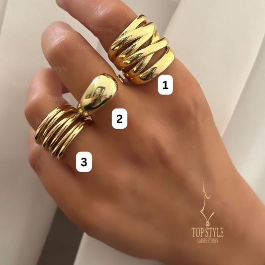 18K Gold-Plated Adjustable Chunky Rings