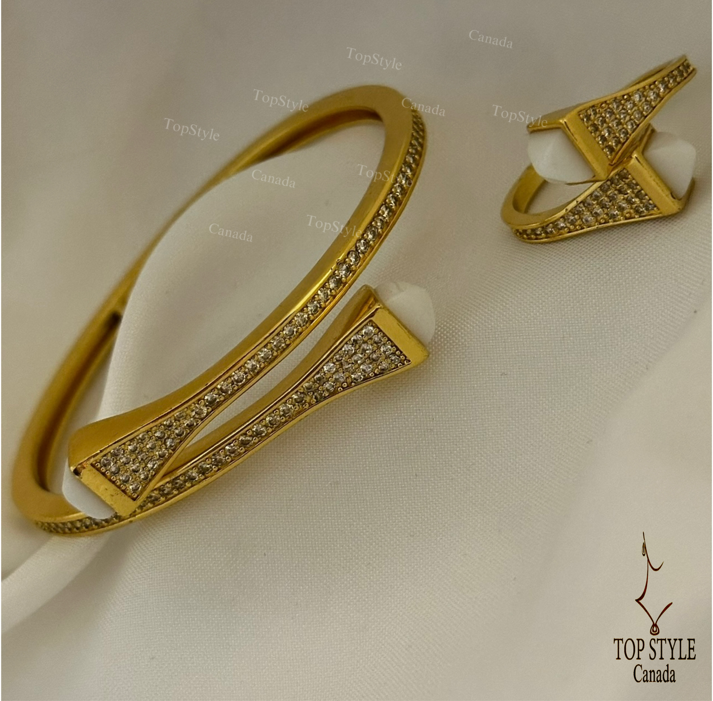 Gold-Plated Twist Half Set (Bracelet+Ring)