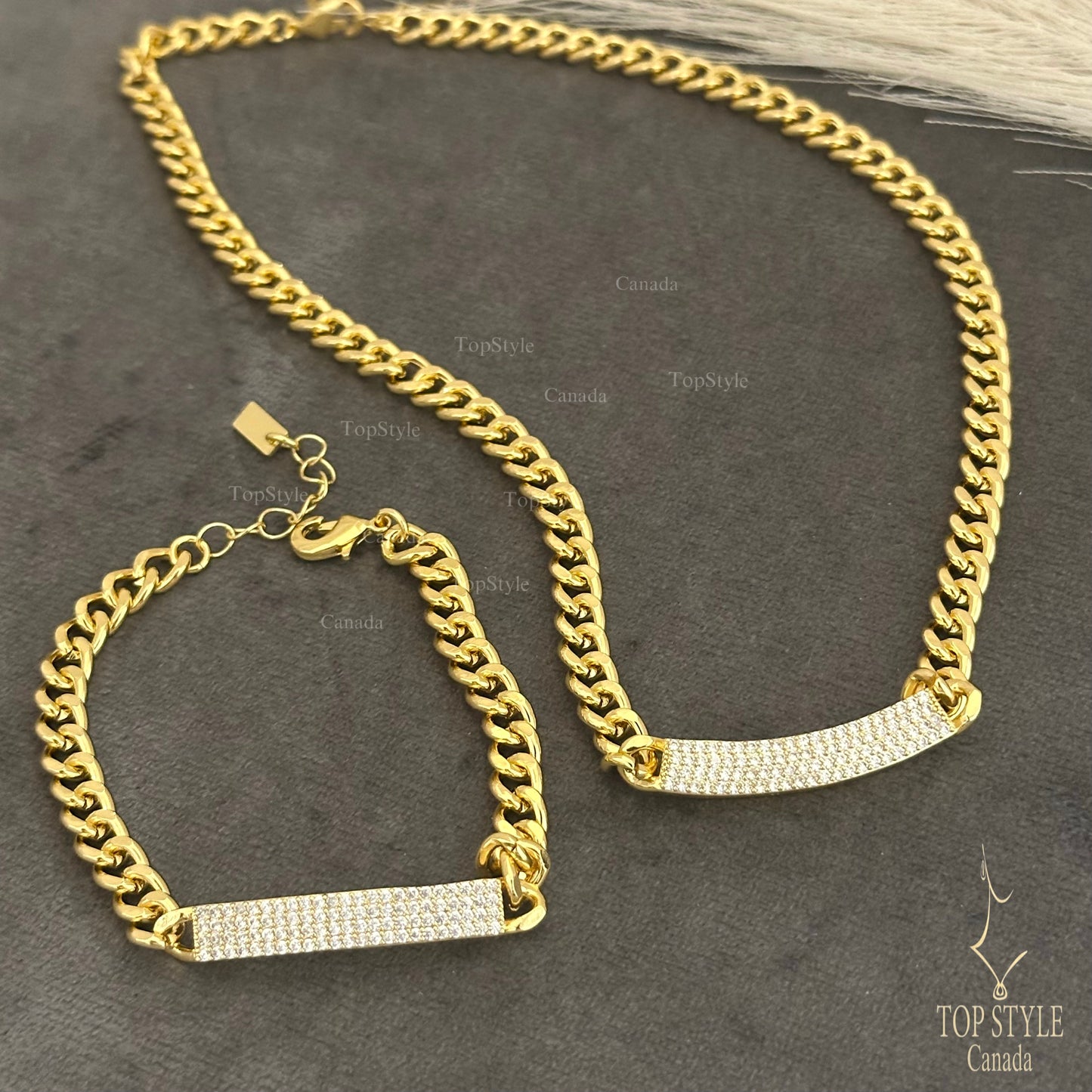 Gold-plated Clear ZC Chain set - Gold Tone