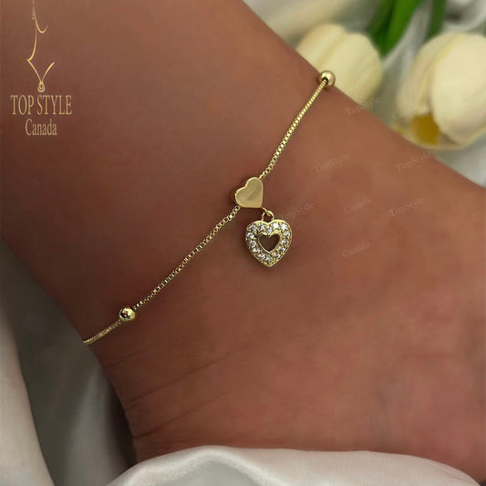 18K Gold Plated Heart Anklet