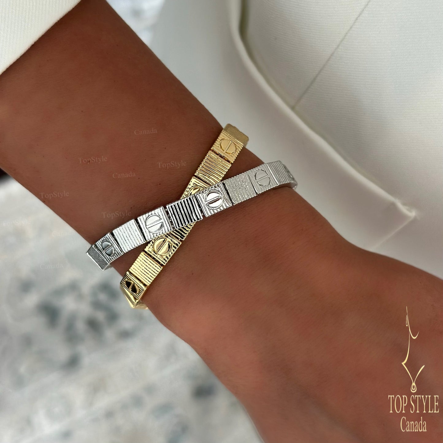 18K Gold Plated Classic Mixed Tone Bracelet Set