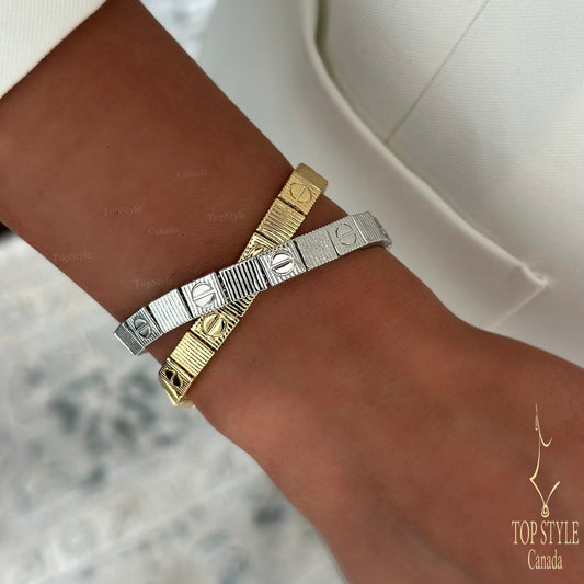 18K Gold Plated Classic Mixed Tone Bracelet Set