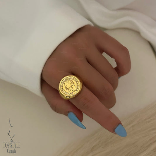 British Coin (Lira) Adjustable Ring