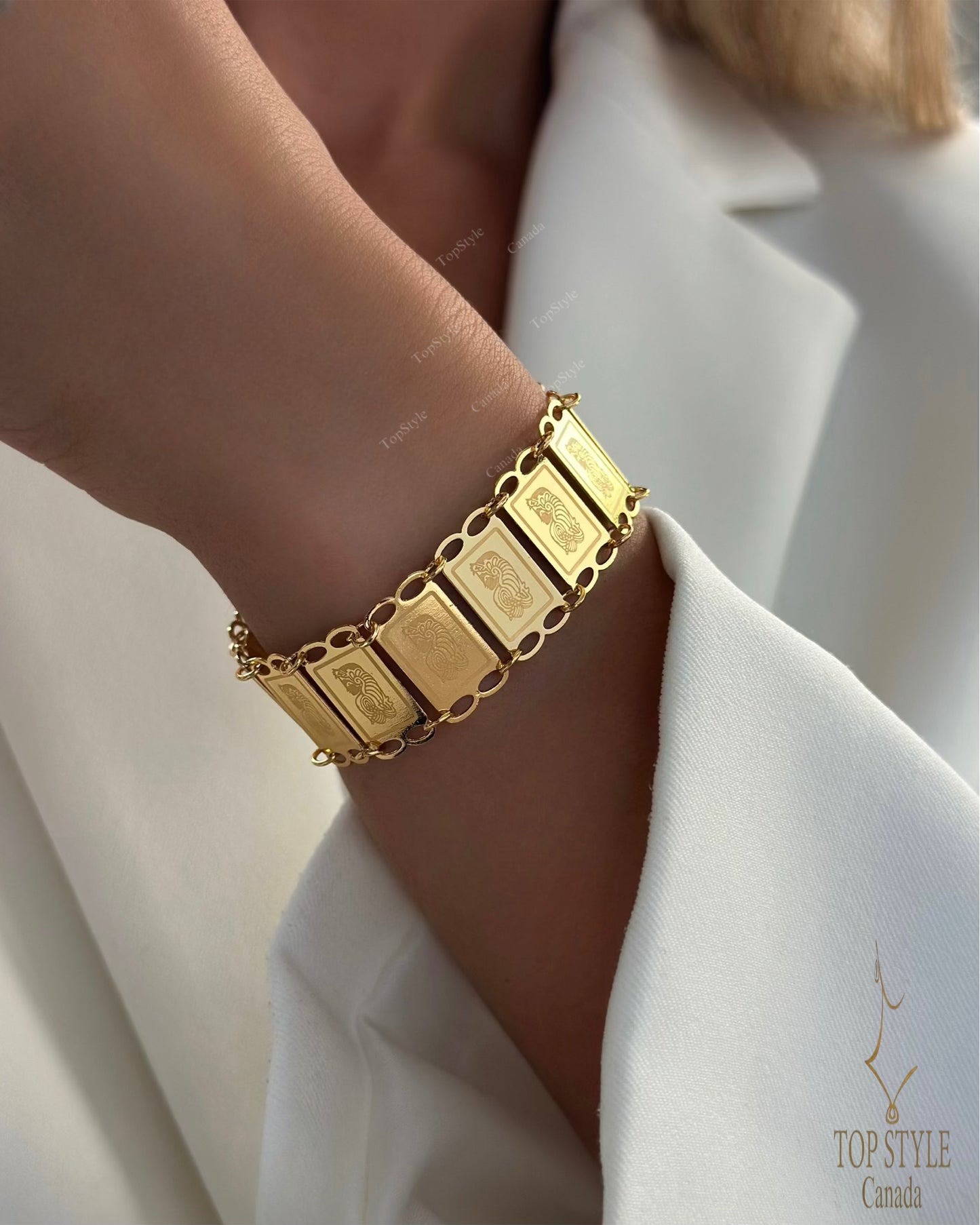 Lady Fortuna Half Set - 21K Gold Plated Bar Bracelet & Adjustable Ring