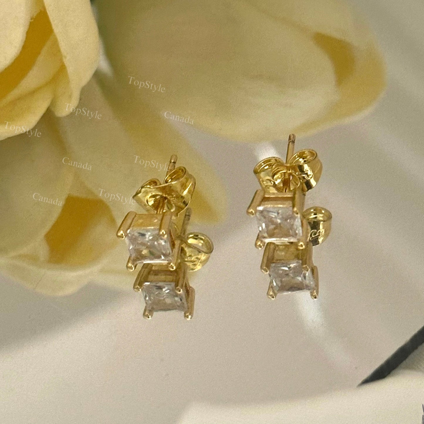 Gold-Plated Geometric Stud Earrings