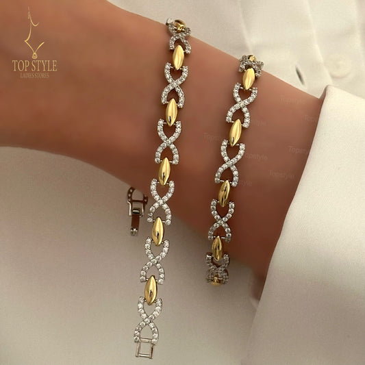 Two-Tone Gold-Plated Infinity Bracelet